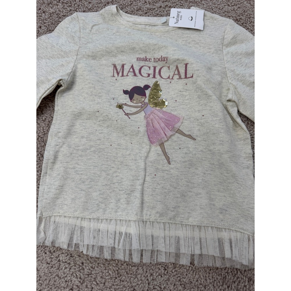 Girls 3pc Top Bundle Nutmeg Fairy Tee Pippa & Julie Faux Fur Shrug Camisole 4-5 - Picture 3 of 16